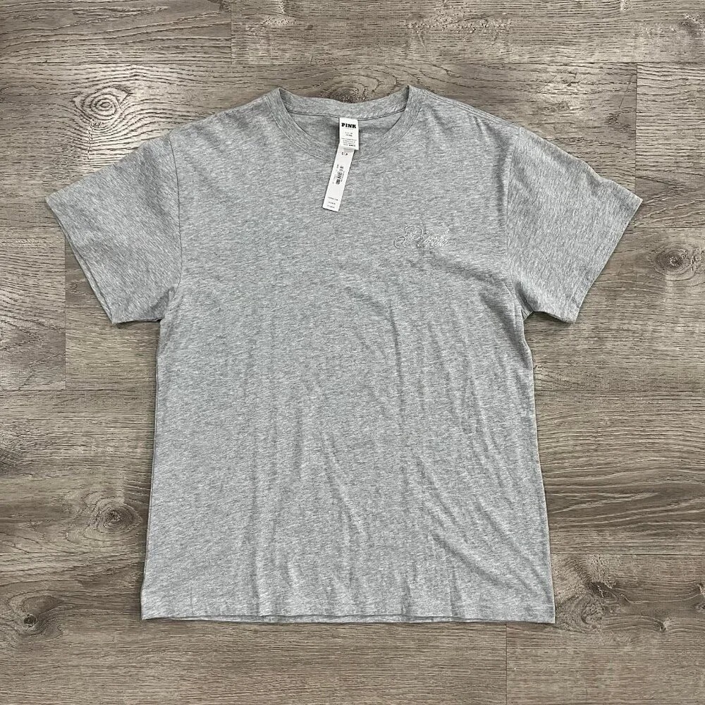 Victoria's Secret PINK Campus Short Sleeve Tee (Heather Grey Bling) - Picture 3 of 6